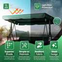 Flexzion Replacement Canopy for Outdoor Swing - 75" x 52" / 1.90m x 1.32m 2 Seat Bench Glider Swings Shade Fabric UV Weather Waterproof for Outdoor Garden Patio Yard Park Porch Seat Furniture, Green