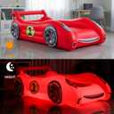 Air Candy Sleep Racer Dream Car Inflatable Kids Bed with LED Night Light Glow Red Race Car Air Mattress for Kids Sleepovers, Naps & Travel, Ages 312, Single Large