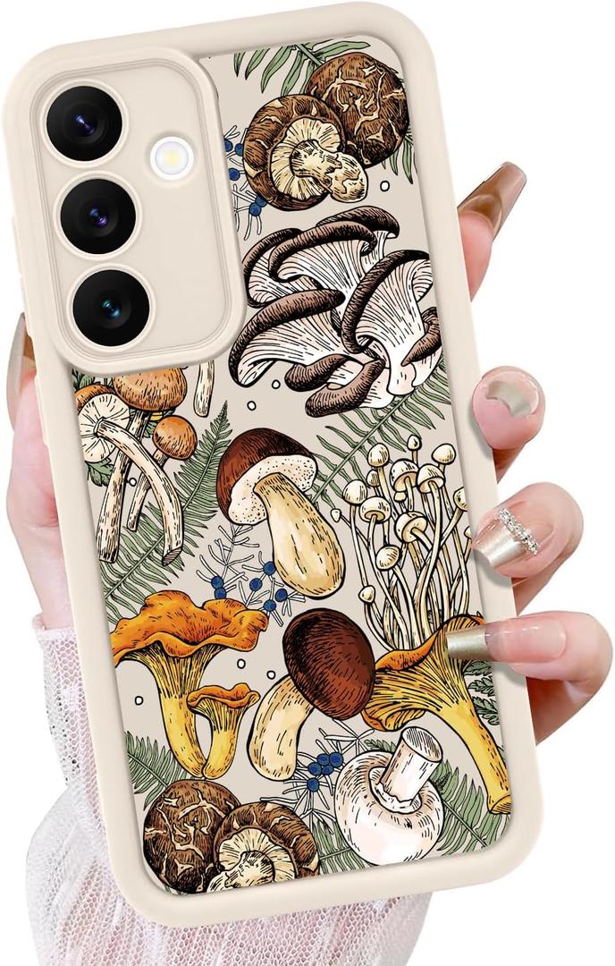 KANGHAR White Case for Samsung Galaxy S25 Plus Case, Cute Mushroom Art Design Soft TPU Shockproof Protective for Women Girls Slim Phone Cover-White