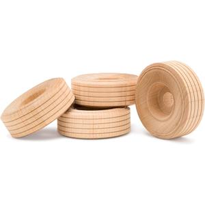 Mini Wood Wheels Treaded Style, 2 Inch Diameter, Pack of 12, for Crafts and DIY Car Models, by Woodpeckers