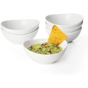 Sweese 4 Inch Porcelain Small 4 oz Bowls for Sauce | Charcuterie | Dipping | Snack | Condiment | Side Dishes Set of 6 - Microwave, Dishwasher and Oven Safe - White
