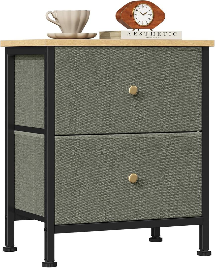Sweetcrispy Night Stand with 2 Fabric Storage Drawers, Bedside Table, 11.8"D x 18"W x 20"H , 1 Pack
