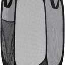 Handy Laundry Collapsible Mesh Pop Up Hamper with Wide Opening and Side Pocket - Breathable, Sturdy, Foldable, and Space-Saving Design for Clothes and Storage (Black)