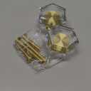 QOGRISUN 2-Pack Brass Crystal Cabinet Knobs,Glass Crystal Gold Drawer Knobs,1-5/16-Inch Hexagon,Decorative Dresser Pulls, Modern Cabinet Hardware