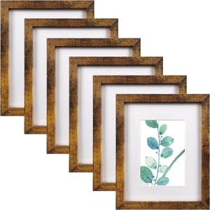 SESEAT 8x10 Picture Frame Brown Set of 6, Display Pictures 5x7 With mat or 8x10 Without Mat