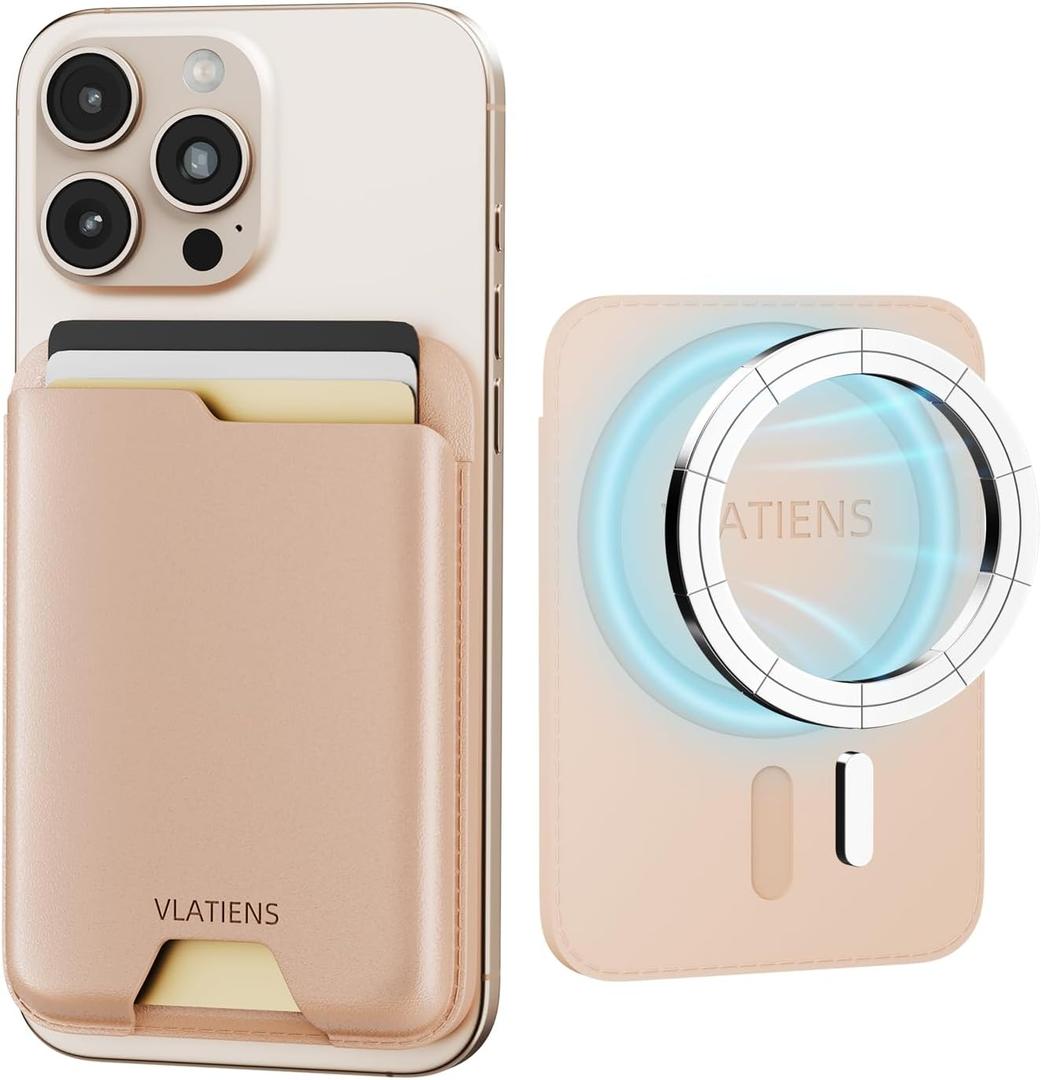 4 x magsafe wallet magnetic for iphone,mag-safe wallet magnetic phone,Fit 3 Cards holder for iphone 17/16/15/14/13/12/pro max Series (fast Rose gold)