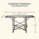 Cuisinart Take Along Grill Stand, Lightweight Portable Folding Table with Side Tables, Cup Holders, Tool Hooks and Storage Shelf, Collapsible Table, No Assembly Required for BBQs and Camping