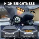 Motorcycle LED Fairing Vent Light, Windshield Vent Lights, Fits For 2014-2023 Harley Touring Street Glide, Electra Glide | Turn Signal Light & Running Light | Windshield Vent Trim