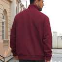 Men's Quarter Zip Sweatshirt Pullover Sweater Casual Long Sleeve Stand Collar Quarter Sweaters (L)