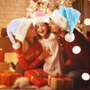 2 x BELISHMIE Golden Sparkling Sequin Santa Hat for Adults Christmas Holiday Party Accessory, Plush Fur Trim, Festival Headwear (Blue)