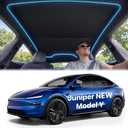 Nmoiss Never Sag [Keeps Your Head Cool] Tesla Model Y Juniper Roof Sunshade 2025-2026, Custom Fit No Gap Glass Roof Sun Shade, Ice Crystal Cooling UV Block Sunroof Cover Tesla Accessories Black