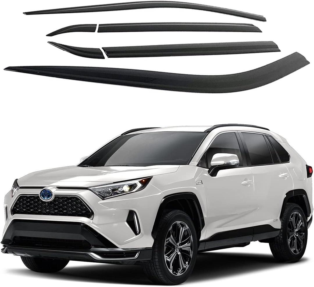 AUTOCLOVER Tape-On Rain Guards Window Visors 6 Pcs Set for Toyota Rav4 2019 2020 2021 2022 2023 2024 2025 / Window Deflectors, Out-Channel Vent Shades (Smoked)