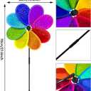 4PCS Flower Wind Spinner Sparkly Lawn Pinwheel 11.8 inch Colorful Rainbow Garden Windmill for Garden, Party, Outdoor, Yard Decor