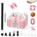 Electric Balloon Pump 4-in-1 Air Pump Portable Electric Balloon Blower Machine Dual Nozzle Quick-Fill 110V AC Inflator Deflator for Balloons Pool Floats Air Mattress Inflatables (Pink)
