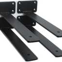 2 Pack - 11 inch Black Hidden L Shelf Bracket (1/5 Inch Thicked) Iron Floating Shelf Brackets Rustic Industrial Metal Brackets for Shelf Support