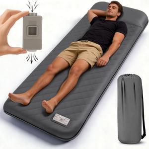 Self Inflating Sleeping Pad with Electric Pump, 3.15" Ultra-Thick Memory Foam Camping Sleeping Pad with Built-in Pillow, 4 Season Camping Mattress Pad, Camping Essentials Gear for Camp Travel Tent Car, Gray (65"L x 31.5"W x 32.7"Th)