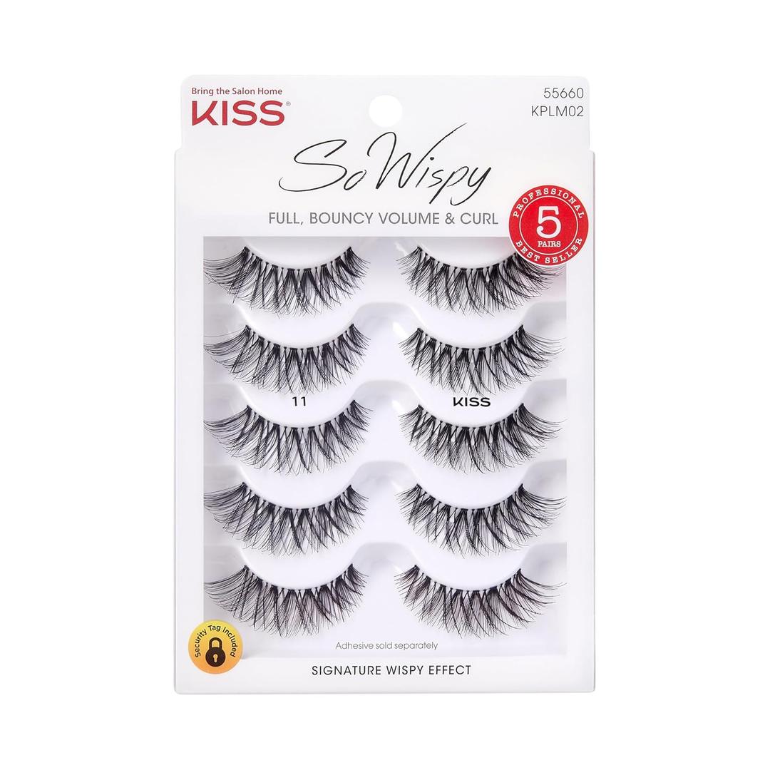 KISS So Wispy, False Eyelashes, '', 12mm, Includes 5 Pairs Of Lashes, Easy to Apply, Reusable Lash Clusters