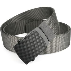 WYuZe Military Nylon Belt Heavy Duty Sliding Buckle 1.5" Adjustable Web Tactical Belt for Men Outdoor Work Hiking EDC (Gray)