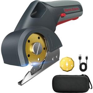 2025 Upgrade 4V Cordless Cutting Tool, Cardboard Cutter with 2 Titanium Blades, 2000mAh Battery, Electric Chop Saw for Fabric, Cardboard, Leather, Carpet - Ash Grey