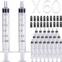 3ml Syringe Without Needle - 3 ml Small Plastic Syringes Sterile Individually Packed with Cap for Lab Medicine Student Measuring Liquid and Pet Dog Cat Baby Feeding Oral Colostrum ( 60 Pack 3cc /ml )