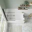 Bathtub Glass Shower Door 30" x 55", Pivot Swing Hinged Tub Shower Screen, 180 Rotation, 1/4" Tempered Glass, Matte Black Finish