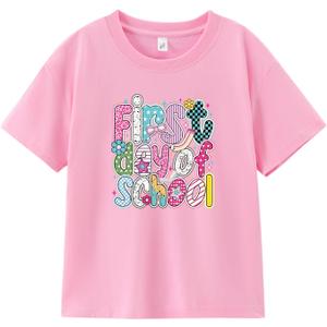 First Day of School Kindergarten Pre-K Shirt for Boys Girls Kids Toddlers Back to School Shirt (Pink)