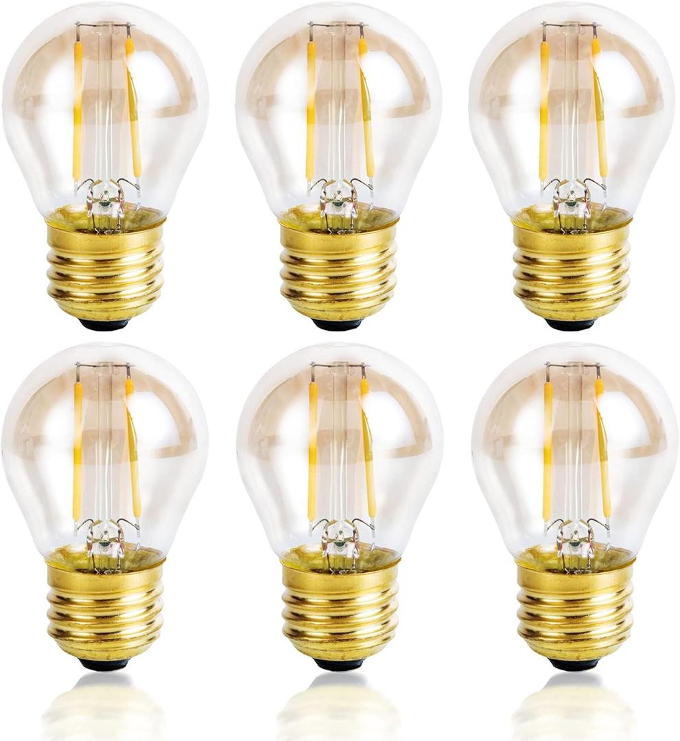 Vintage Amber Light Bulbs 25 watt Equivalent Dimmable E26 LED Bulb 2500K Warm Light, 2W LED Globe Edison Decorative Light Bulb, 6 Pack