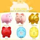6 Pack Plastic Piggy Bank Pig Money Bank Kids Gifts Back to School Supplies Cute Coin Girls Boys Saving Money Box Children Toy for Birthday, Baby Shower(6 x 4.8 x 5.4 inch, Colorful)