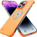 GRECAZO Magnetic Slim Case Fit for iPhone 14 Pro Max Phone Case 6.7"(2022) Ultra-Thin Lightweight Durable Frameless Matte Hard MagSafe Cover Case with Pull Ring Shockproof Non Slip Rope-Orange