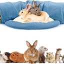 BWOGUE Bunny Tunnel Bed, 2-in-1 Collapsible Tunnel Tubes Toys with Removable Mat Hideout for Cats Kittens Rabbits Guinea Pigs Kitty