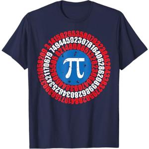 Captain Pi Superhero Shield Funny Math Pi Day T-Shirt (Small, Navy Blue)