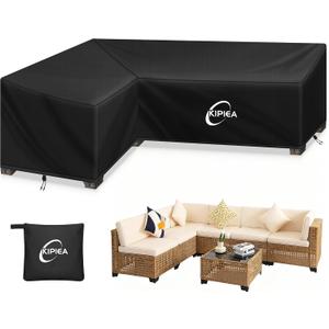 Kipiea L-Shape Patio Furniture Covers Waterproof, 500D Heavy Duty Outdoor Sectional Cover Windproof, Outdoor Couch Cover Anti-UV, No Tears & No Fading (Left Facing, 58" x 78" L x 33.5" D x 31" H)