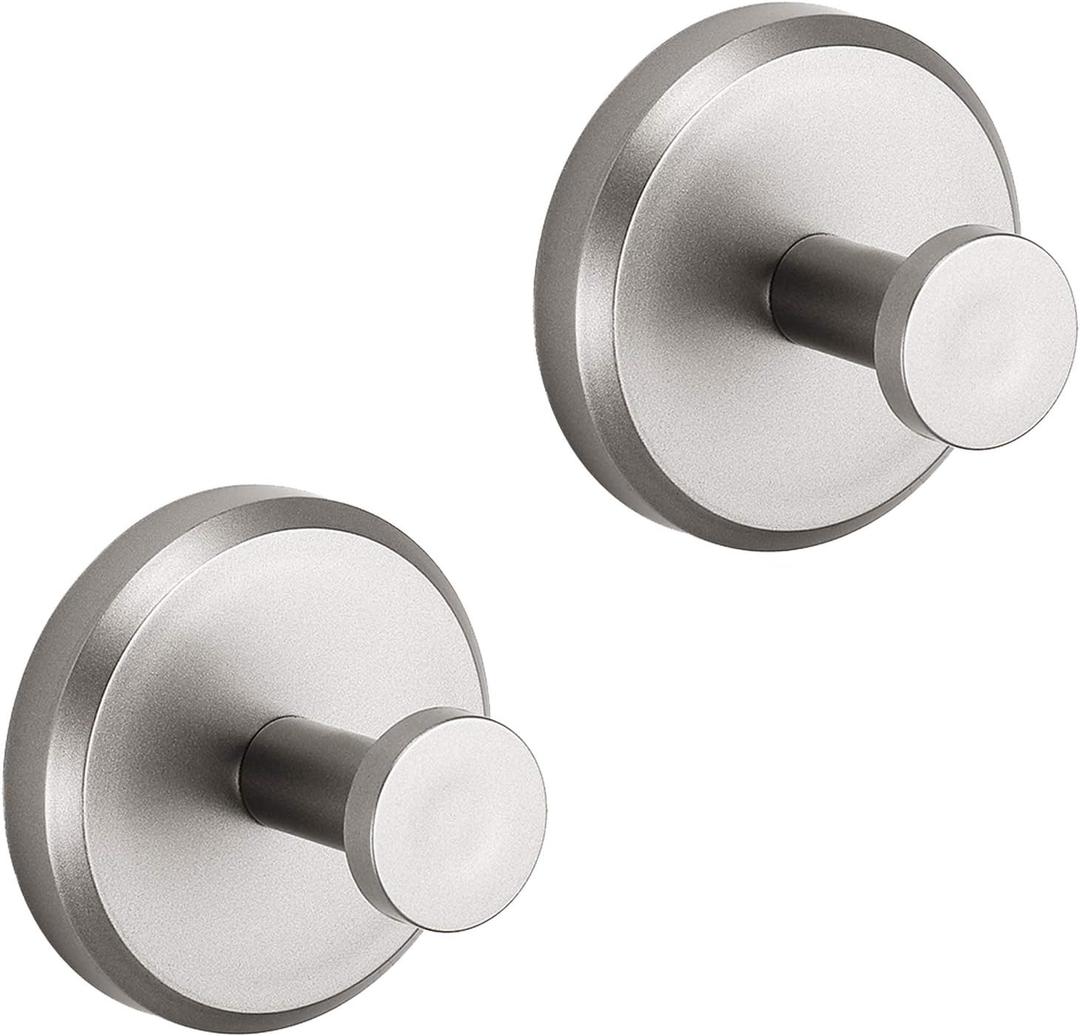 HOME SO Suction Cup Hooks for Shower, Bathroom, Kitchen, Glass Door, Mirror, Tile  Loofah, Towel, Coat, Bath Robe for Hanging up to 15 lbs  Polished Matte Chrome, Brushed Nickel (2-pack)