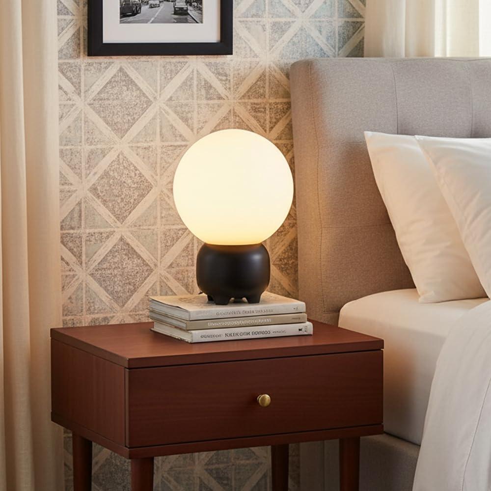 Arturesthome Cute Small Single Table Lamp for Bedroom Modern Nightstand Lamp Farmhouse Bedside Lamp for Living Room Black Table Lamp