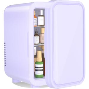Mini Fridge, 6 Liter/8 Can 110V AC/DC Portable Thermoelectric Cooler Refrigerators for Bedroom, Skincare, Beverage, Office, Dorm Room and Car, Purple