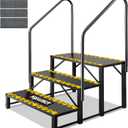 3 Steps Hot Tub RV Steps with Dual Handrail,   Outdoor RV Camper Entry Steps w/Non-Slip Mats, 660lbs Load Capacity Portable Mobile Home Stairs Steps for Spa, Porch, Pool