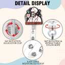 2 x Retractable Emergency Room Badge Reel with Clip, Funny Glitter Skeleton Badge Holder Gifts for ED ER Nurses Doctors Emergency Room Crew Team Night Shift Coffee Lover, Er Nurse Grad Gifts