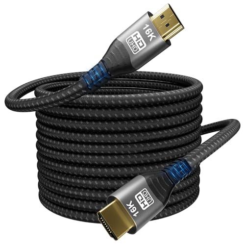 MOPOCHG 16K 10K 8K HDMI 2.2 Cable, 96Gbps Ultra High Speed HDMI Braided Cord, Support 16K@60Hz 8K@60Hz 4K@120Hz HDCP 2.2&2.3, Dynamic HDR, eARC, DTS:X, for Roku TV/HDTV/PS5/Xbox (3M/10Feet)