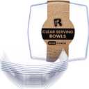 R-kay 6 Pack Square Plastic Serving Bowls - Clear Plastic bowls 32 Oz - Salad Bowls Large Serving, Premium Duty For Weddings Catering And Birthday parties