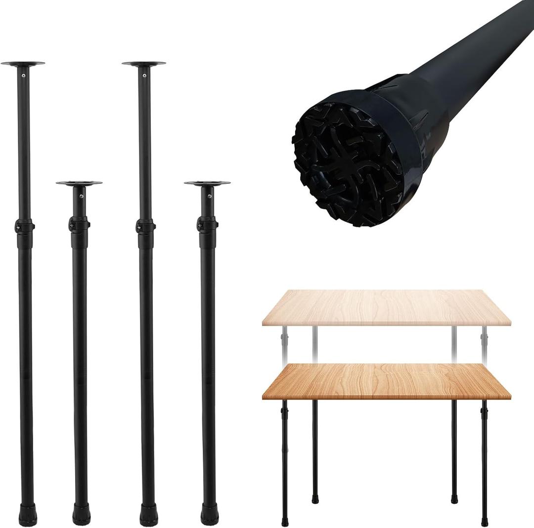 Premade Round Metal Desk Legs, 17 to 44nch Telescoping Round Office Table Legs Heavy Duty Set of 4 Stainless Steel Tube Portable DIY Furniture Screw in Table Legs Sturdy (31-44in)