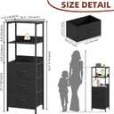 Somdot 5 Tier Bookshelf with 3 Drawers, Narrow Storage Bookcase for Bedroom
Tall Metal Frame Bookcase for Small Spaces, Living Room and Home Office, Black