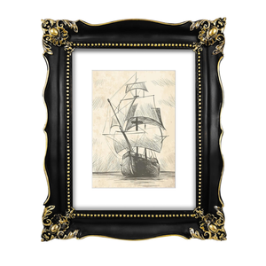 Simon's 11x14 Picture Frame Matted to 8x10, Black Gothic Frames for 11x14 Posters Photos Certificates, Vintage Gallery Wall and Tabletop Decor