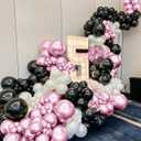 Metallic Pink Black Balloons Arch Kit, 151Pcs Black Chrome Pink and Bobo Balloons Garland 18 12 10 5 inch for Birthday Wedding Bachelorette Anniversary Halloween Christmas Party Decorations