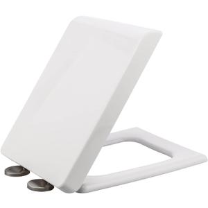 Toilet Seat, Square Toilet Seat, Thickened Household Universal Toilet Seat, PP Material Replacement Toilet Seat with Cover - 35.5cm Width, 41-48cm Length