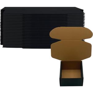 24 Pack 5x5x3 inches Black Shipping Boxes, Corrugated Mailer Boxes, Packaging Boxes for Products, Recyclable Cardboard Box, Flat Literature Mailers for Gifts, Small Business by Mailing
