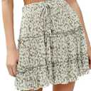 Womens Summer Flowy Tiered Ruffle Mini Skirt Cute High Waist Beach Boho Floral Polka Dot Short Skirts