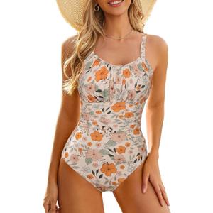 Century Star 2026 Tummy Control One Piece Swimsuit for Women Vintage Bathing Suits Ruched Swimwear (XXL)
