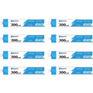BETAFPV 8pcs BT2.0 300mAh 1S Battery 3.8V 30C/60C Lipo with 1.0mm Banana Connector for Tiny Whoop Brushless Whoop Drone Like Cetus Kit Air65 Brushless Drone