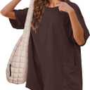 Yeokou Rompers for Women Casual Short Sleeve Oversized Athletic Workout Reversible Hot Shot Tee Romper Deep Pockets (Medium, Brown)