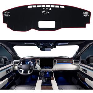 SENSHINE for Tundra Accessories 2022 2023 2024 2025 Sequoia 2023-2025 Dashboard Cover Dash Cover Mat Anti-Slip Center Console Carpet Protector Pad No Glare Sunshield Cover Custom Fit, Red Trim